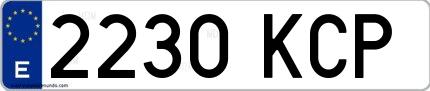 Ejemplo de matrícula española 2230 KCP