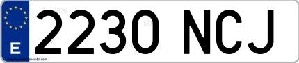 Ejemplo de matrícula española 2230 NCJ