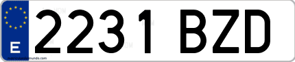 Ejemplo de matrícula de coche ordinaria 2231 BZD