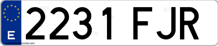 Ejemplo de matrícula de coche ordinaria 2231 FJR