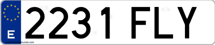 Ejemplo de matrícula de coche ordinaria 2231 FLY