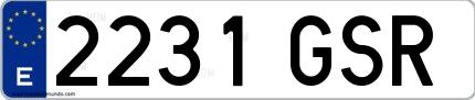 Ejemplo de matrícula española 2231 GSR