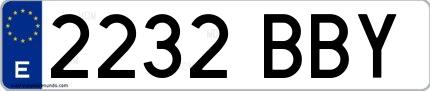 Ejemplo de matrícula española 2232 BBY