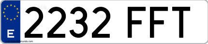 Ejemplo de matrícula de coche ordinaria 2232 FFT