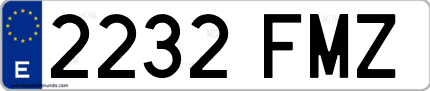 Ejemplo de matrícula de coche ordinaria 2232 FMZ