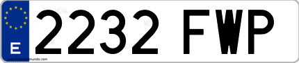 Ejemplo de matrícula de coche ordinaria 2232 FWP