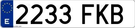 Ejemplo de matrícula española 2233 FKB