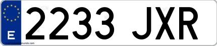 Ejemplo de matrícula española 2233 JXR