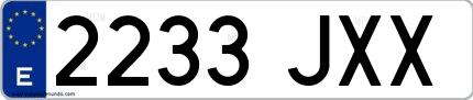 Ejemplo de matrícula española 2233 JXX