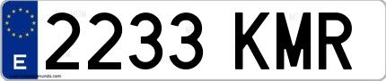 Ejemplo de matrícula española 2233 KMR