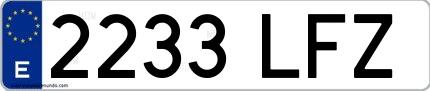 Ejemplo de matrícula española 2233 LFZ