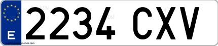 Ejemplo de matrícula española 2234 CXV