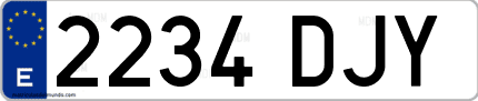 Ejemplo de matrícula de coche ordinaria 2234 DJY