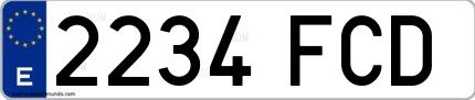 Ejemplo de matrícula española 2234 FCD
