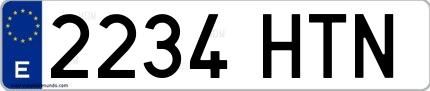 Ejemplo de matrícula española 2234 HTN