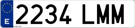 Ejemplo de matrícula española 2234 LMM