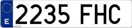 Ejemplo de matrícula española 2235 FHC