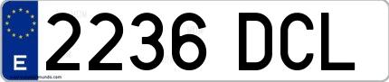 Ejemplo de matrícula española 2236 DCL