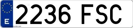 Ejemplo de matrícula española 2236 FSC