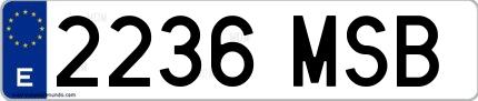 Ejemplo de matrícula española 2236 MSB