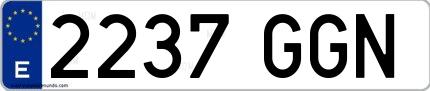 Ejemplo de matrícula española 2237 GGN