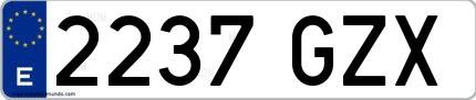 Ejemplo de matrícula española 2237 GZX