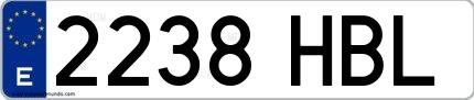 Ejemplo de matrícula española 2238 HBL