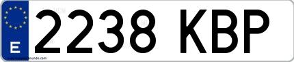 Ejemplo de matrícula española 2238 KBP
