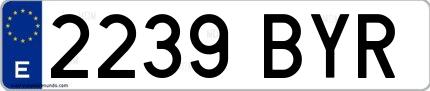 Ejemplo de matrícula española 2239 BYR