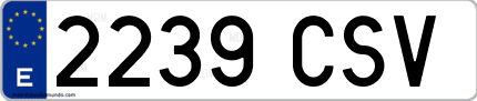 Ejemplo de matrícula de coche ordinaria 2239 CSV