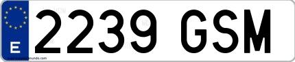 Ejemplo de matrícula española 2239 GSM