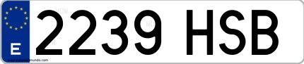 Ejemplo de matrícula española 2239 HSB