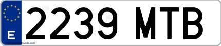 Ejemplo de matrícula española 2239 MTB