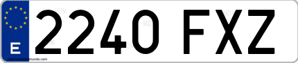 Ejemplo de matrícula de coche ordinaria 2240 FXZ