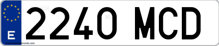 Ejemplo de matrícula de coche ordinaria 2240 MCD