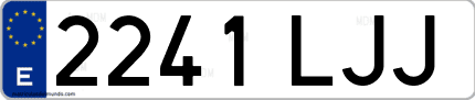 Ejemplo de matrícula de coche ordinaria 2241 LJJ