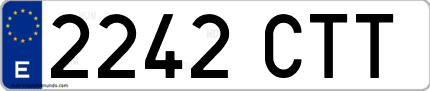 Ejemplo de matrícula de coche ordinaria 2242 CTT