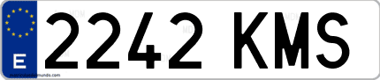 Ejemplo de matrícula de coche ordinaria 2242 KMS