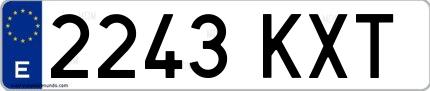 Ejemplo de matrícula española 2243 KXT