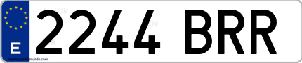 Ejemplo de matrícula de coche ordinaria 2244 BRR
