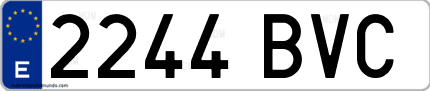 Ejemplo de matrícula de coche ordinaria 2244 BVC