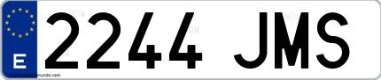 Ejemplo de matrícula española 2244 JMS