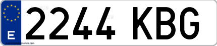 Ejemplo de matrícula de coche ordinaria 2244 KBG