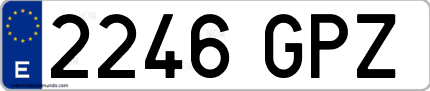 Ejemplo de matrícula de coche ordinaria 2246 GPZ
