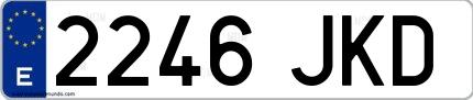 Ejemplo de matrícula española 2246 JKD
