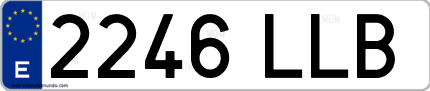 Ejemplo de matrícula de coche ordinaria 2246 LLB