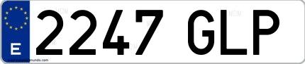 Ejemplo de matrícula española 2247 GLP