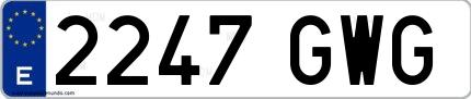 Ejemplo de matrícula española 2247 GWG