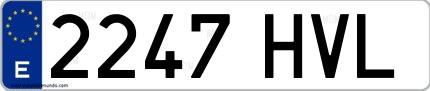 Ejemplo de matrícula española 2247 HVL