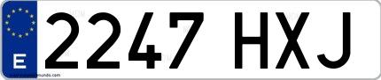 Ejemplo de matrícula española 2247 HXJ